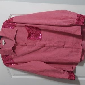 Umgee Pink corduroy Sequin Shacket
